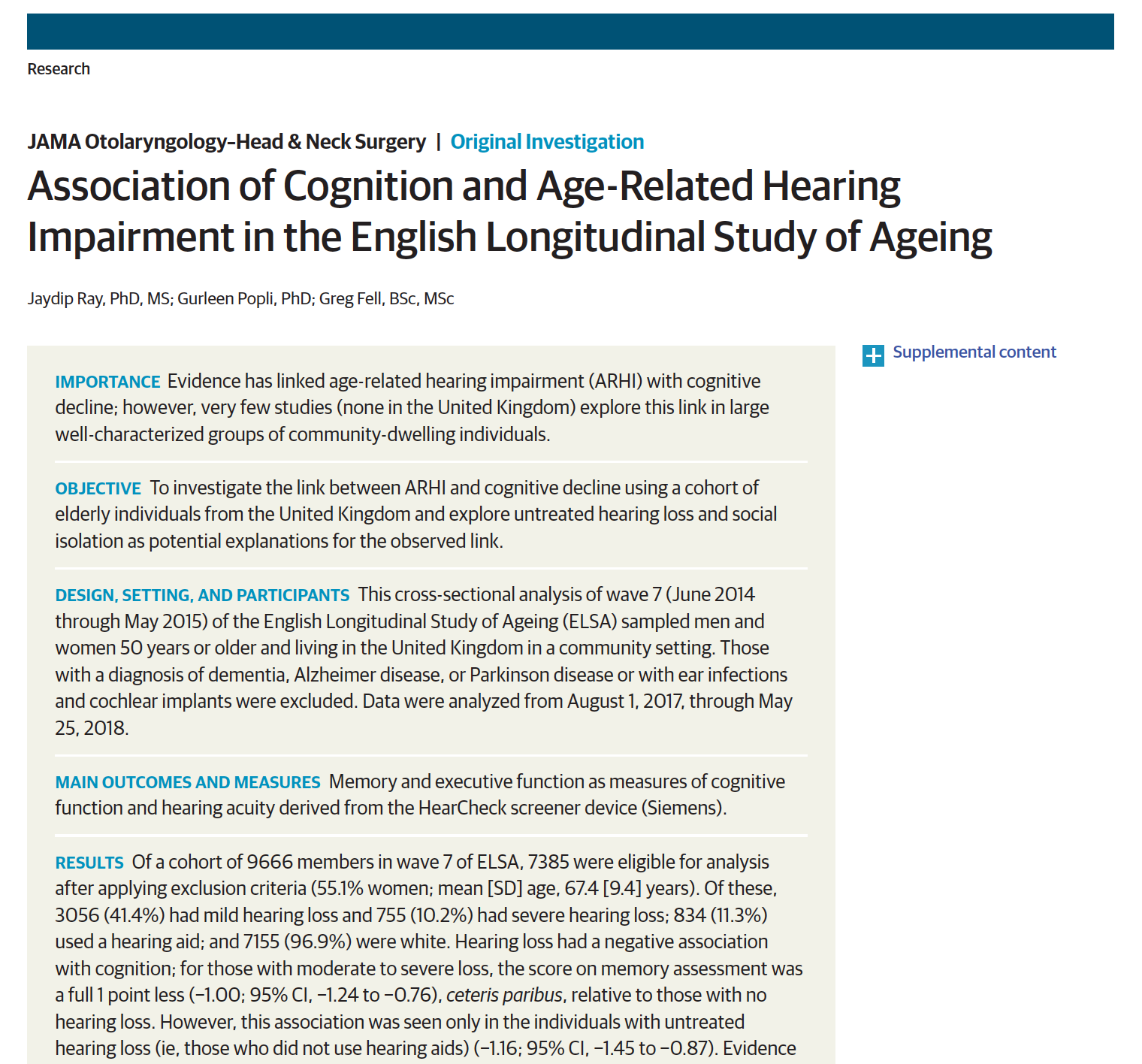 cognition and age-related hearing impairment